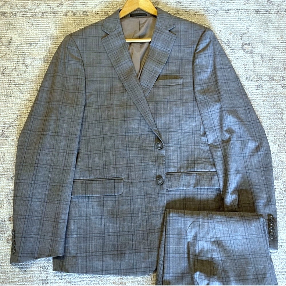 Calvin Klein Grey Plaid Suit